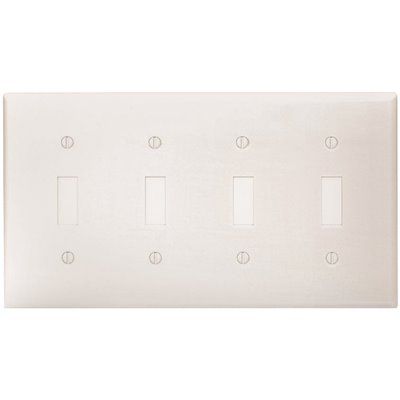 Leviton 4-Gang White Toggle Plastic Standard Size Wall Plate (1-Pack)