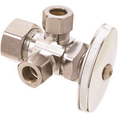 BrassCraft 1/2 in. Nom Comp Inlet x 3/8 in. O.D. Comp x 3/8 in. O.D. Comp Dual Outlet Multi-Turn
