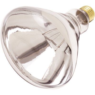 SATCO® INCANDESCENT HEAT LAMP, R40, 250 WATTS, 120 VOLTS, MEDIUM BASE, CLEAR, 12 PER CASE