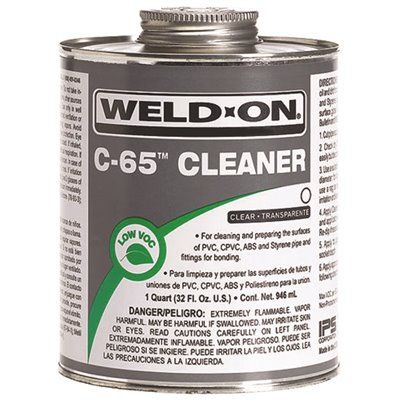 Weld-On C-65 PVC/CPVC/ABS/Styrene Cleaner, Clear, Low VOC, 1/2 Pint (8 fl. oz.)