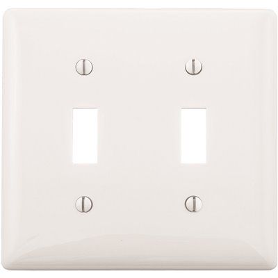HUBBELL WIRING 2-Gang White Toggle Wall Plate
