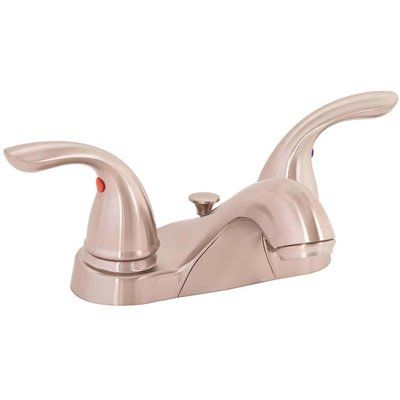 USE 320543082.WESTLAKE BATHROOM FAUCET 2 HANDLE LEAD FREE BRUSHED NICKEL WITH POP-UP
