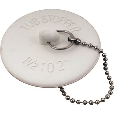 RUBBER BATHTUB STOPPER WITH 15 IN. METAL CHAIN, PACK OF 5