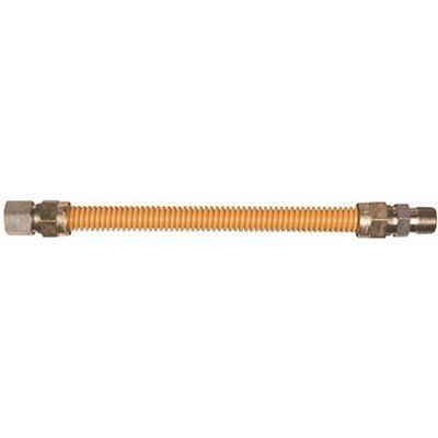 Watts Stainless Steel Gas Appliance Connector, Yellow Coated, 5/8 in. OD, 1/2 in. ID, 1/2 in. MN