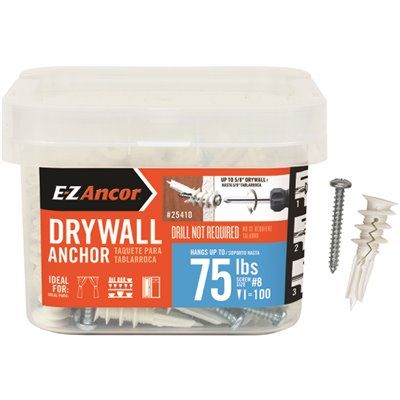E-Z Ancor Twist-N-Lock 75 lbs. Drywall Anchors (100-Pack)