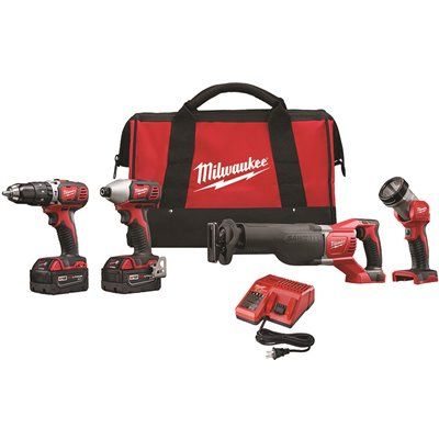 Milwaukee M18 18-Volt Lithium-Ion Cordless Combo Tool Kit with Two 3.0Ah Batteries, 1-Charger, 1