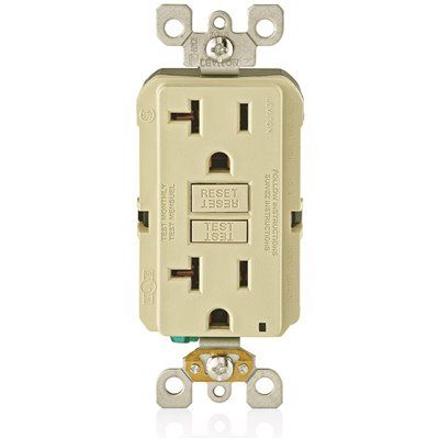 LEVITON® SMARTLOCKPRO® 2-POLE RESIDENTIAL GRADE DUPLEX GFCI RECEPTACLE WITH LED, IVORY, NEMA 5-2