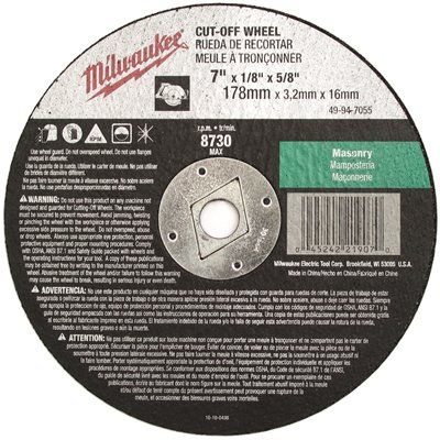 Milwaukee 7 in. x 1/8 in. x 5/8 in. Cut Off Wheel