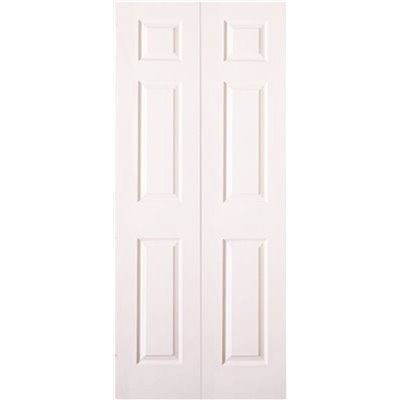 Masonite 32 in. x 80 in. Textured 6-Panel Primed White Hollow Core Composite Bi-Fold Door