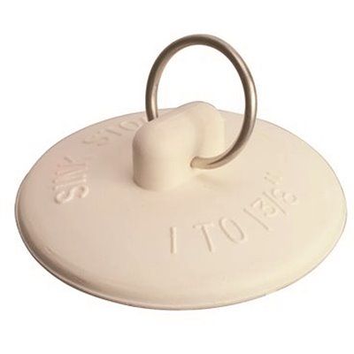 FIT-ALL RUBBER BASIN STOPPER 1 IN. X 1-3/8 IN. WHITE, PACK OF 6