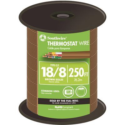 SOUTHWIRE® THERMOSTAT WIRE, 18 GAUGE, 8 WIRE, PVC JACKET, 250 FEET PER ROLL