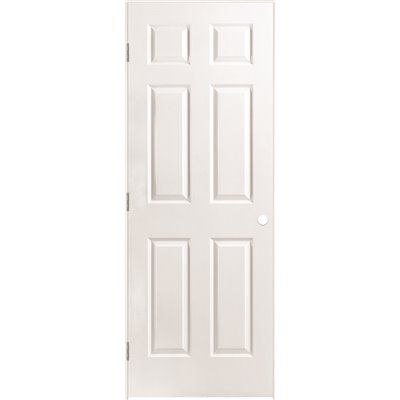 Masonite 36 in. x 80 in. 6 Panel Right-Handed Solid Core Textured Primed Composite Single Prehun
