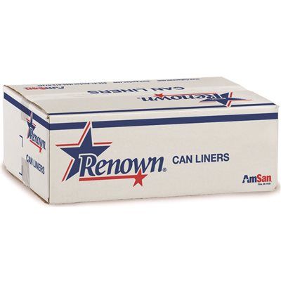 RENOWN CAN LINER TRASH BAGS 43X48 56 GAL. 22MIC BLACK 25 PER ROLL / 6 ROLLS PER CASE