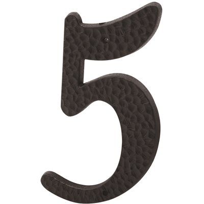 Prime-Line 3 in. House Number 5 with Nails, Black Plastic, 2 per Pack