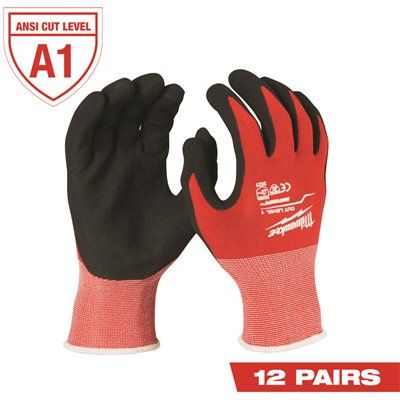 Milwaukee Medium Red Nitrile Level 1 Cut Resistant Dipped Work Gloves (12-Pack)