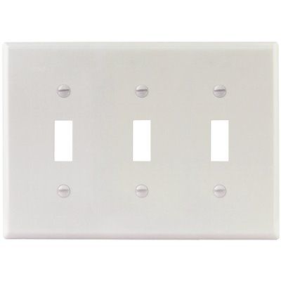 Titan3 White Smooth 3-Gang Toggle Standard Metal Wall Plate