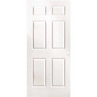 Masonite 36 in. x 80 in. 6 Panel Primed Textured Hollow Core Composite Interior Door Slab with B
