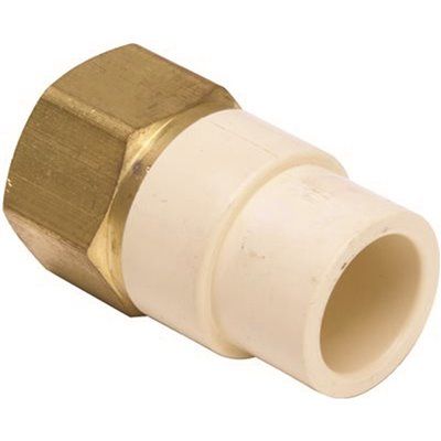 CPVC/BRASS TRANSITION ADAPTER, 3/4 IN. CPVC SOCKET X 3/4 IN. FIP , LEAD FREE
