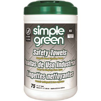 SIMPLE GREEN® SAFETY TOWELS® CANISTER, 75 COUNT