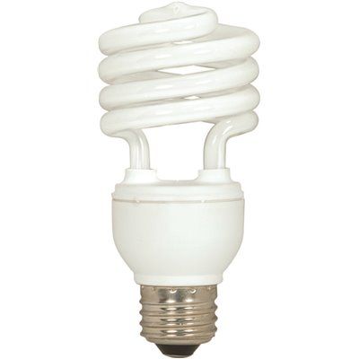 SATCO® SPIRAL COMPACT FLUORESCENT LAMP, T2, MINI, 18 WATTS, 120 VOLTS, 2700K, 82 CRI, MEDIUM BAS
