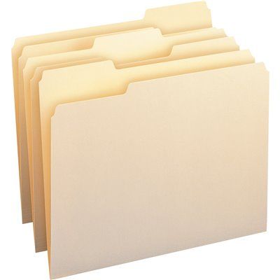 FD.Smead 100% Recycled File Folders, 1/3 in. Cut 1-Ply Top Tab Letter, Manila (100-Box)