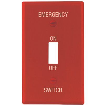 Titan3 Red Smooth 1-Gang Emergency Toggle Standard Metal Wall Plate