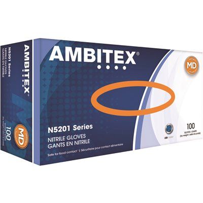 Ambitex 4 Mil Blue Nitrile Powder-Free Medium 100 Gloves Per Box