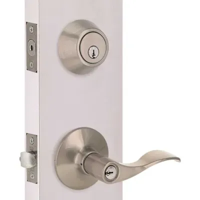 Wave Deadbolt and Entry Combo 2-3/8&quot; and 2-3/4&quot; Backset Grade 3 Satin Nickel