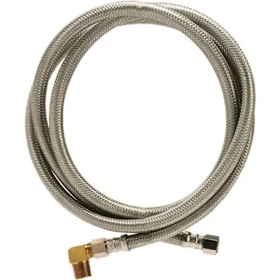Braided Stainless Steel Dishwasher Connector 3/8 in. Comp x 3/8 in. Comp x 72 in. Length, with 90 Deg. Elbow Fitting