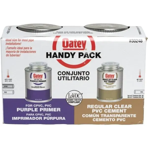 Oatey 8 Oz. Purple Cpvc And Pvc Primer And Regular Clear Pvc Cement Package Of 2