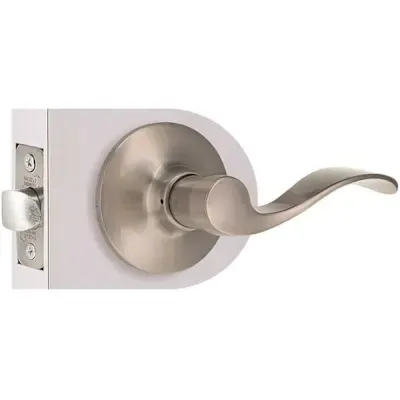 Wave Passage Door Lever 2-3/8&quot; and 2-3/4&quot; Backset Grade 3 Satin Nickel