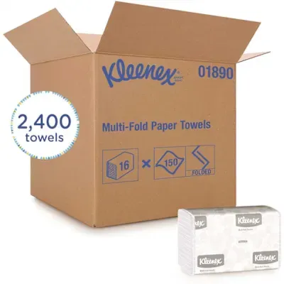 Kleenex White Multi-Fold Paper Towels (16-Packs/Case, 150 Tri-Fold Paper Towels/Pack, 2,400 Towels/Case)