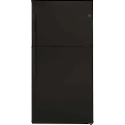 Ge Energy Star 21.1 Cu. Ft. Top-Freezer Refrigerator With Icemaker Black