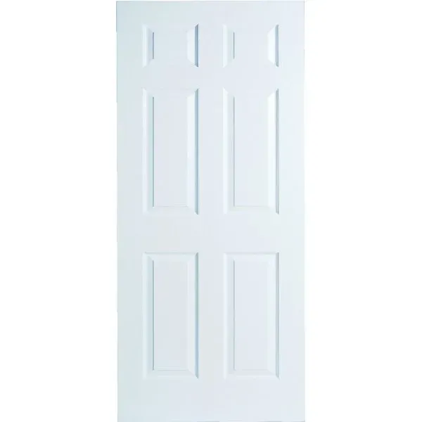 Masonite 34 In. X 80 In. 1.375 In. Primed 6-Panel Hollow Core Composite Slab Interior Door
