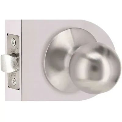 Round Passage Hall/Closet Door Knob 2-3/8&quot; and 2-3/4&quot; Backset Grade 3 Satin Chrome