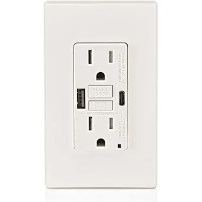 LEVITON Leviton Smartlockpro Self-Test Gfci With 24w Type A/c Usb, 15 Amp, White