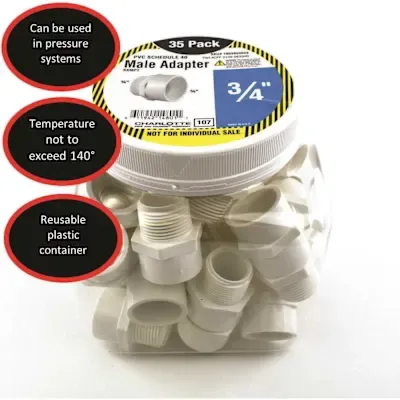 Charlotte Pipe 3/4 in. PVC Adapter S x M Pro Pack (35-Pack)