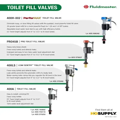 Fluidmaster 400acn3p2 Toilet Fill Valve Pack Case Of 6