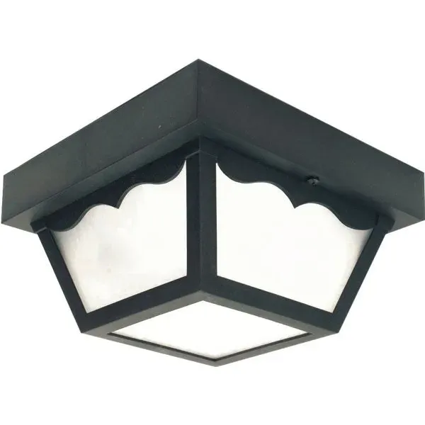 Black Square Outdoor Ceiling Fixture, 8.25&quot;, 1-Light