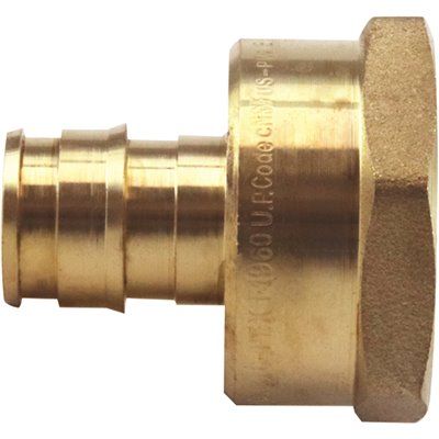 Apollo PEX-A Barb FNPT Reducing Female Adapter, 1/2" X 3/4", Brass