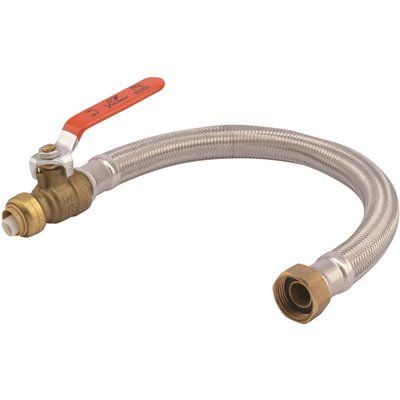 Sharkbite® ½" X ¾" 18" Fip Steel Braided Water Heater Connector With Valve