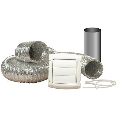 Deflecto® 4" Dryer Vent Kit With 8' Supurr-Flex® Duct, Louvered Hood, 2 Clamps