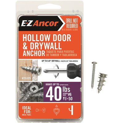E-Z Ancor Stud Solver 40 Lbs Drywall And Stud Anchors Package Of 50