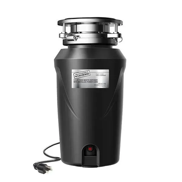 USE 322989945.GARRISON™ BUILDER FOOD WASTE DISPOSER, WITH POWER CORD, 1/3 HP