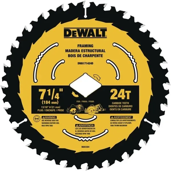 Dewalt Series 20 7-1/4" 24-Tooth Carbide Tipped Blade