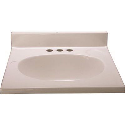 Modular Vanity Tops 37 X 22" Solid White Cultured Marble Vanity Top And Bowl