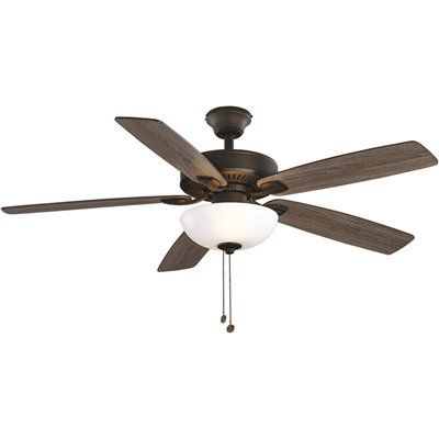 Seasons Rexburg 52 In. Oil Rubbed Bronze Indoor 5 Blade LED Ceiling Fan, Quick Install, Angled Downrod Mount, Brown