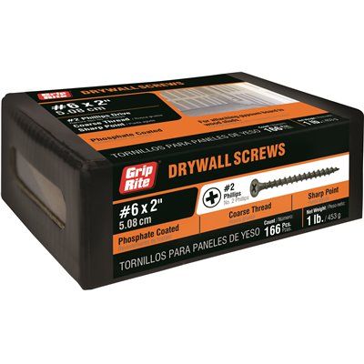 Grip-Rite #6 X 2" Phillips Bugle-Head Coarse Thread Drywall Screw, Package Of 174