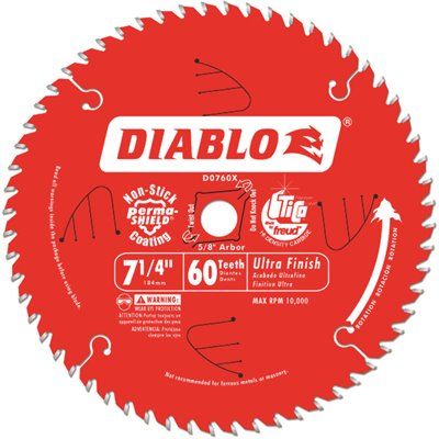 Diablo Tools 7-1/4 In X 60-Tooth Fine Finish Circular Saw Blade