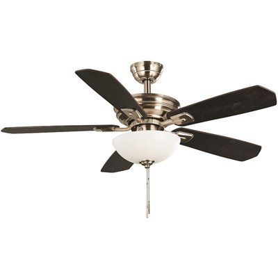 Seasons Tarisa 44 In. Brushed Nickel Indoor 5 Blade LED Ceiling Fan, Quick Install, Angled Mount, Blades Maple, Walnut